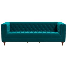 Evelyn Mid Century Modern Teal Velvet  Luxury Chesterfield Sofa