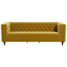 Evelyn Mid Century Modern Yellow Velvet Luxury Chesterfield Sofa