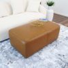 Arten Mid-Century Modern Tan Leather Ottoman