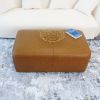 Arten Mid-Century Modern Tan Leather Ottoman