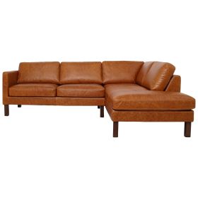 Juno Sectional Right Waxy Cognac Leather Sofa