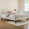 King size Taupe Beige Upholstered Platform Bed Frame with Headboard