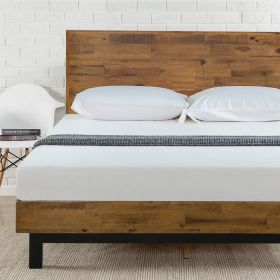 King Solid Wood Modern Platform Bed Frame with Adjustable Height Headboard