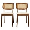 Hazel Mid-Century Modern Cream Velvet Solid Wood Dining Chair(Set of 2)