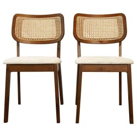 Hazel Mid-Century Modern Cream Velvet Solid Wood Dining Chair(Set of 2)