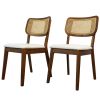 Hazel Mid-Century Modern Cream Velvet Solid Wood Dining Chair(Set of 2)