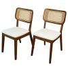 Hazel Mid-Century Modern Cream Velvet Solid Wood Dining Chair(Set of 2)