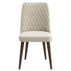 Katie  Beige Velvet Dining Chair (Set Of 2)