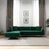 Mano  L-Shaped Velvet Sectional Sofa In Green Left Facing