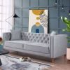 Autumn Mid-Century Modern  Light Grey Velvet Sofa