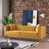 Autumn Mid-Century Modern  Yellow Mustard Velvet Sofa