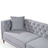 Autumn Mid-Century Modern  Light Grey Velvet Sofa