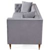 Autumn Mid-Century Modern  Light Grey Velvet Sofa