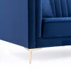 Angelina Mid-Century Modern Dark Blue Velvet  Tufted Sofa