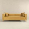 Angelina Mid-Century Modern Yellow Mustard Velvet  Tufted Sofa