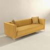 Angelina Mid-Century Modern Yellow Mustard Velvet  Tufted Sofa