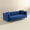 Angelina Mid-Century Modern Dark Blue Velvet  Tufted Sofa