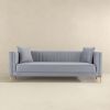 Angelina Mid-Century Modern Light Grey Velvet  Tufted Sofa