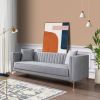 Angelina Mid-Century Modern Light Grey Velvet  Tufted Sofa