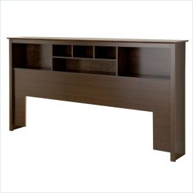 King size Bookcase Headboard in Espresso Wood Finish