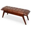 Maja Mid Century Modern Tan Leather Bench