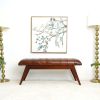 Maja Mid Century Modern Tan Leather Bench