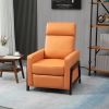 Modern Upholstered Manual Reclining Sofa Chair w/ Armrest and Footrest Orange