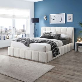 Hilar  White Boucle Platform Bed King