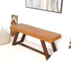 Marley Genuine Leather Bench in Tan