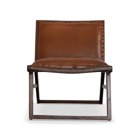 Marquis  Mid-Century Modern Genuine Leather Lounge Chair