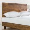 Queen Solid Wood Modern Platform Bed Frame with Adjustable Height Headboard