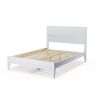 Queen Size Rustic White Mid Century Slatted Platform Bed