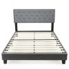 Queen Size Grey Linen Upholstered Platform Bed