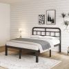 Queen Size Heavy Duty Black Metal Platform Bed Frame with Headboard