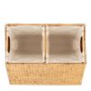 Natural 2-Bin Handwoven Hyacinth Linen Liner Laundry Hamper w/ Handles