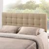 Full size Modern Beige Tan Taupe Fabric Tufted Upholstered Headboard