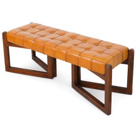 Riley Tan Leather Bench