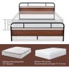 Queen Size Industrial Metal Wood Platform Bed Frame with Headboard and Footboard