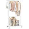 Modern Industrial White Metal Tube Garment Rack with Bottom Hanging Rod