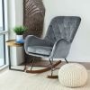 Hannah Mid Century Modern Rocking Chair in Dark Grey