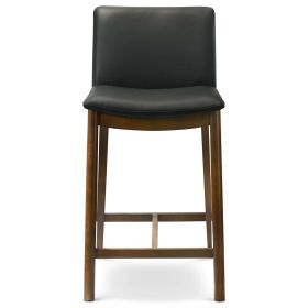 Sharmon Mid-Century Modern 25.2'' Counter Stool in Black PU Leather