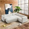 Solo Corner Sectional Sofa With Ottoman - Cream Boucle