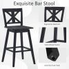 Set of 2 Black Wood 29-in Modern Kitchen Dining Farmhouse Swivel Seat Barstools