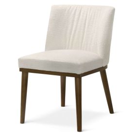 Dublın Mid-Century Modern Upholstered  White Fabric Dining Chair (Set of 2)