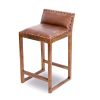 Gavin Mid-Century Modern 25'' Solid Wood Genuine Leather Counter Stool