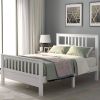 White Pine Wood Slatted Platform Headboard Footboard Full Size Bed