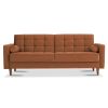 Baneton  Mid-Century Modern Burnt Orange Velvet Sleeper Sofa