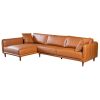 Cairo Sectional Left Sofa - Cognac Vegan Leather