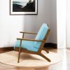 Connor Solid Wood Linen Lounge Chair - Sky Blue