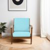 Connor Solid Wood Linen Lounge Chair - Sky Blue